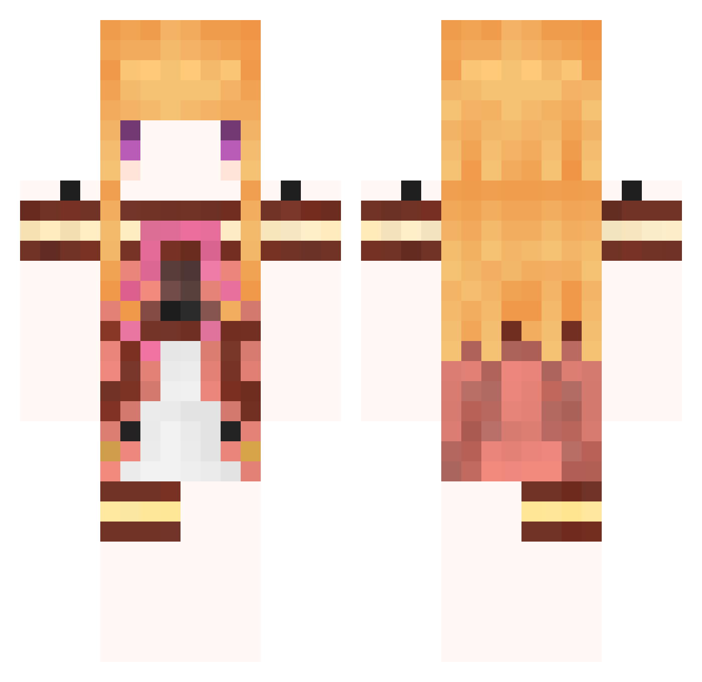 Red___Bean Minecraft skin, front and back view