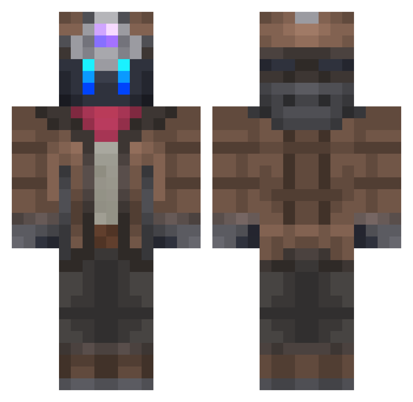 WarpwnedNF Minecraft skin, front and back view
