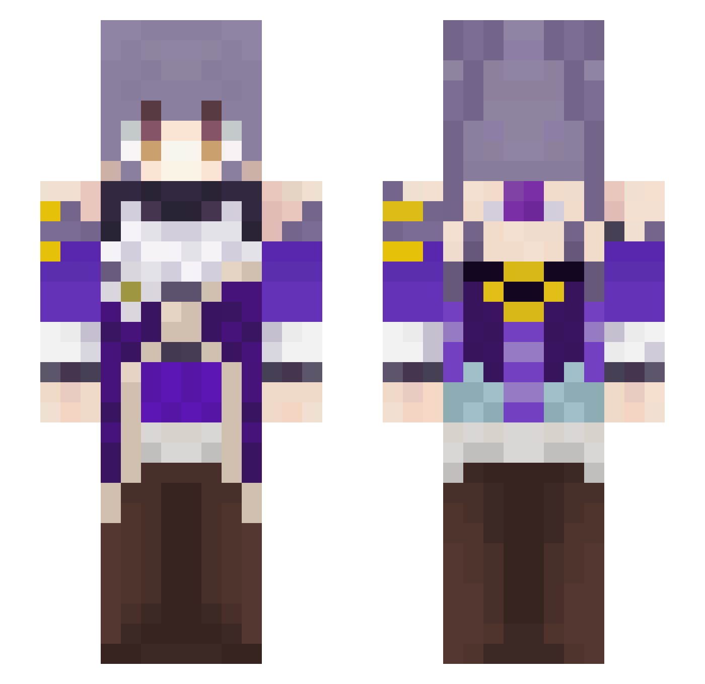 DDSY Minecraft skin, front and back view