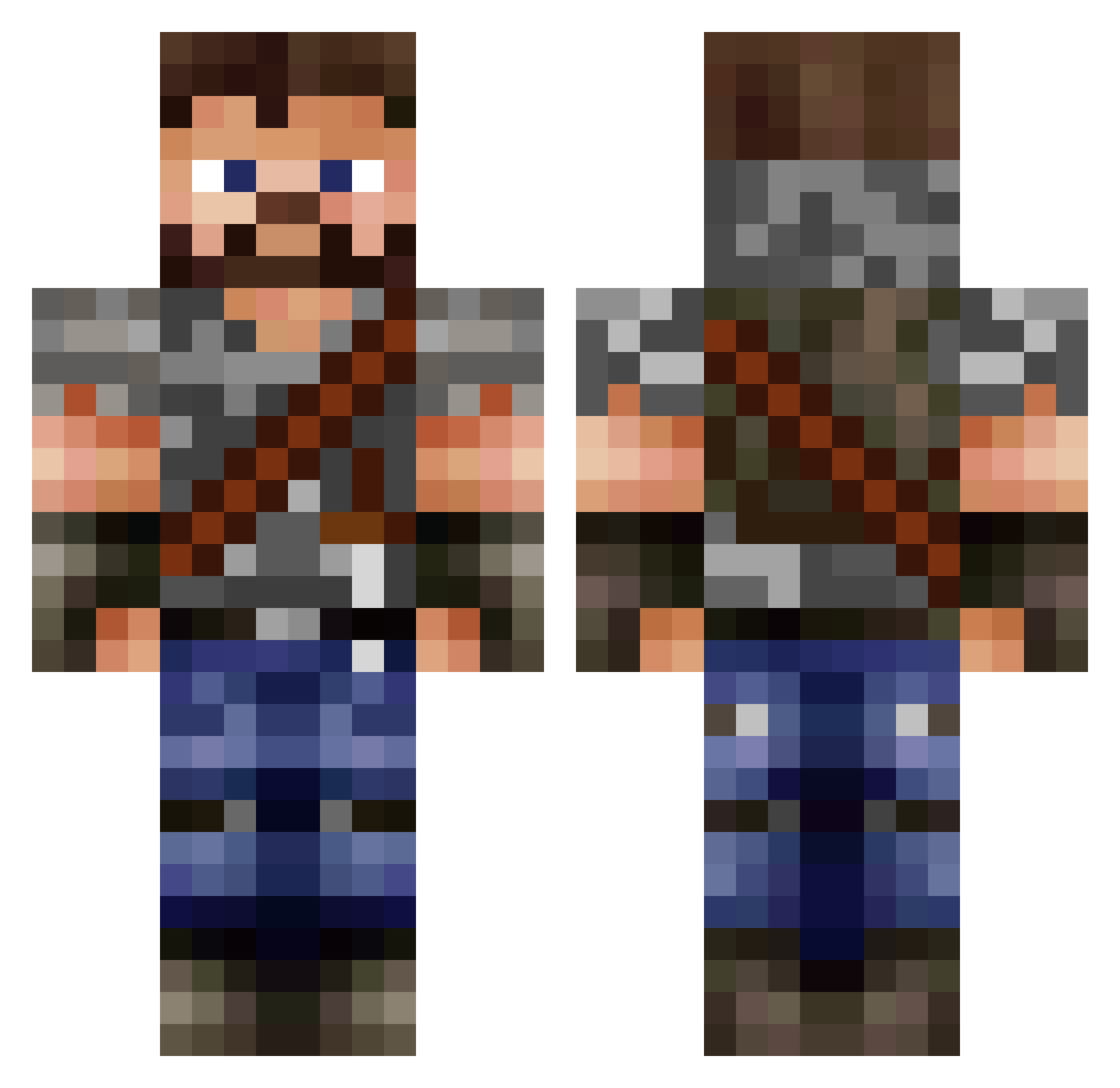 Grimsbeard Minecraft skin, front and back view
