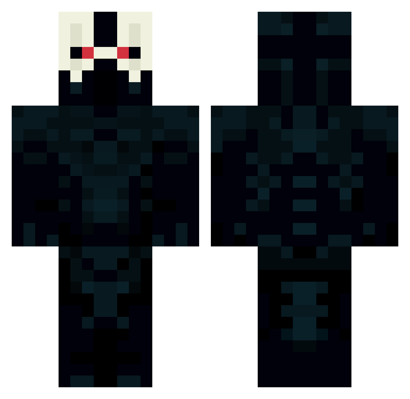 redwh1te Minecraft skin, front and back view