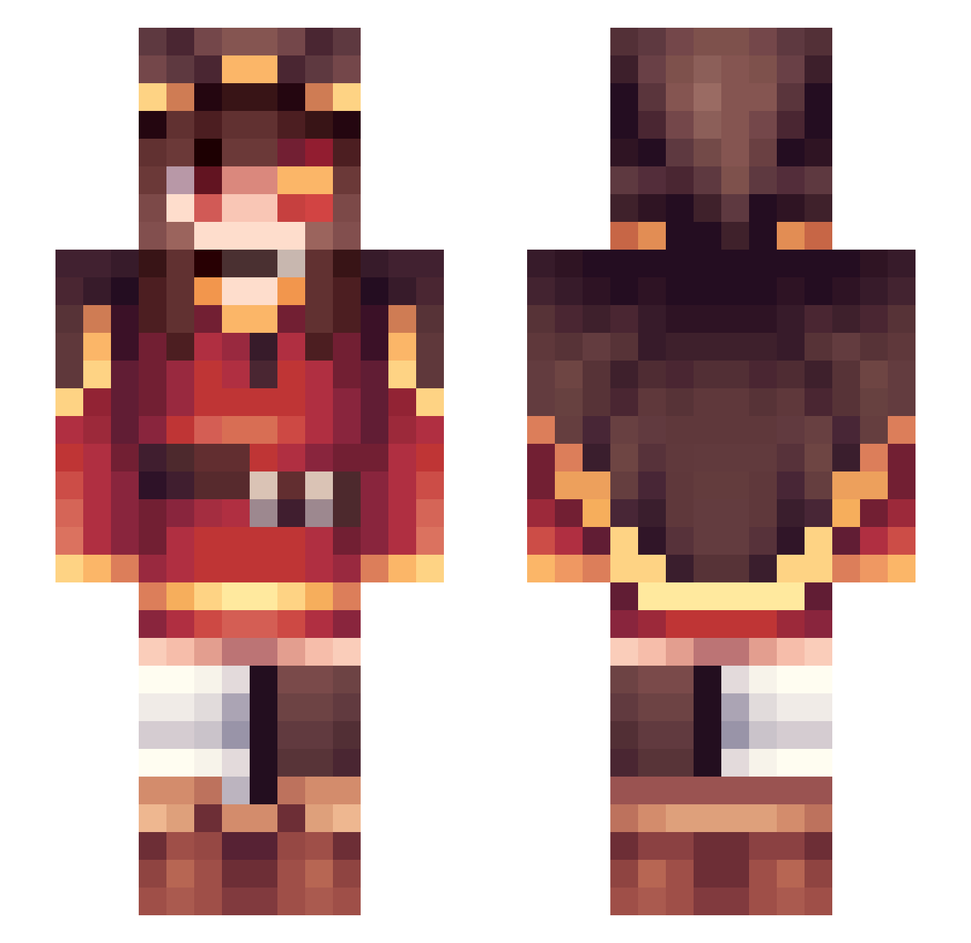 OMGkawaiiAng3L Minecraft skin, front and back view