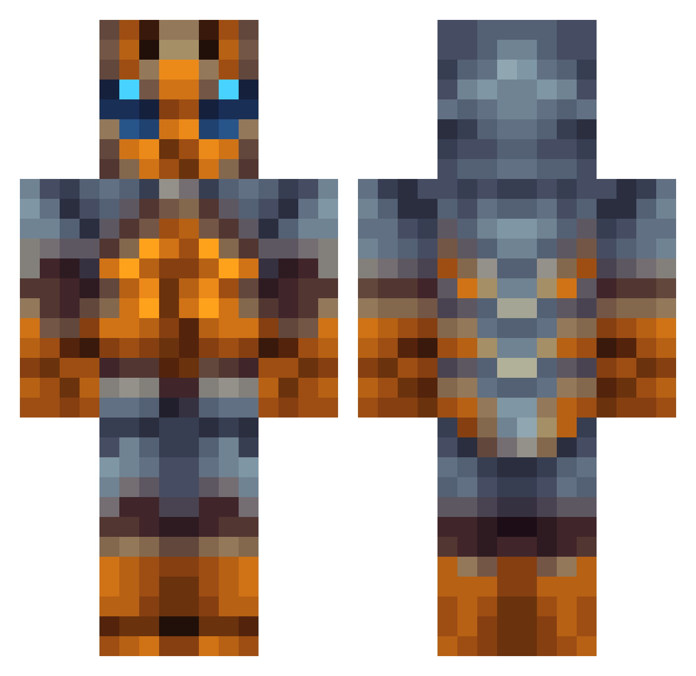 Dytiscidae Minecraft skin, front and back view