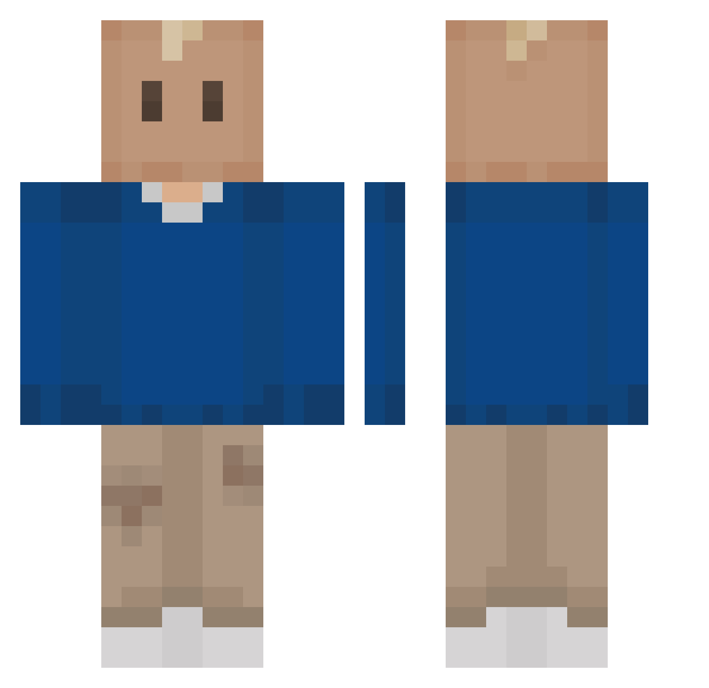 MidwestBox Minecraft skin, front and back view