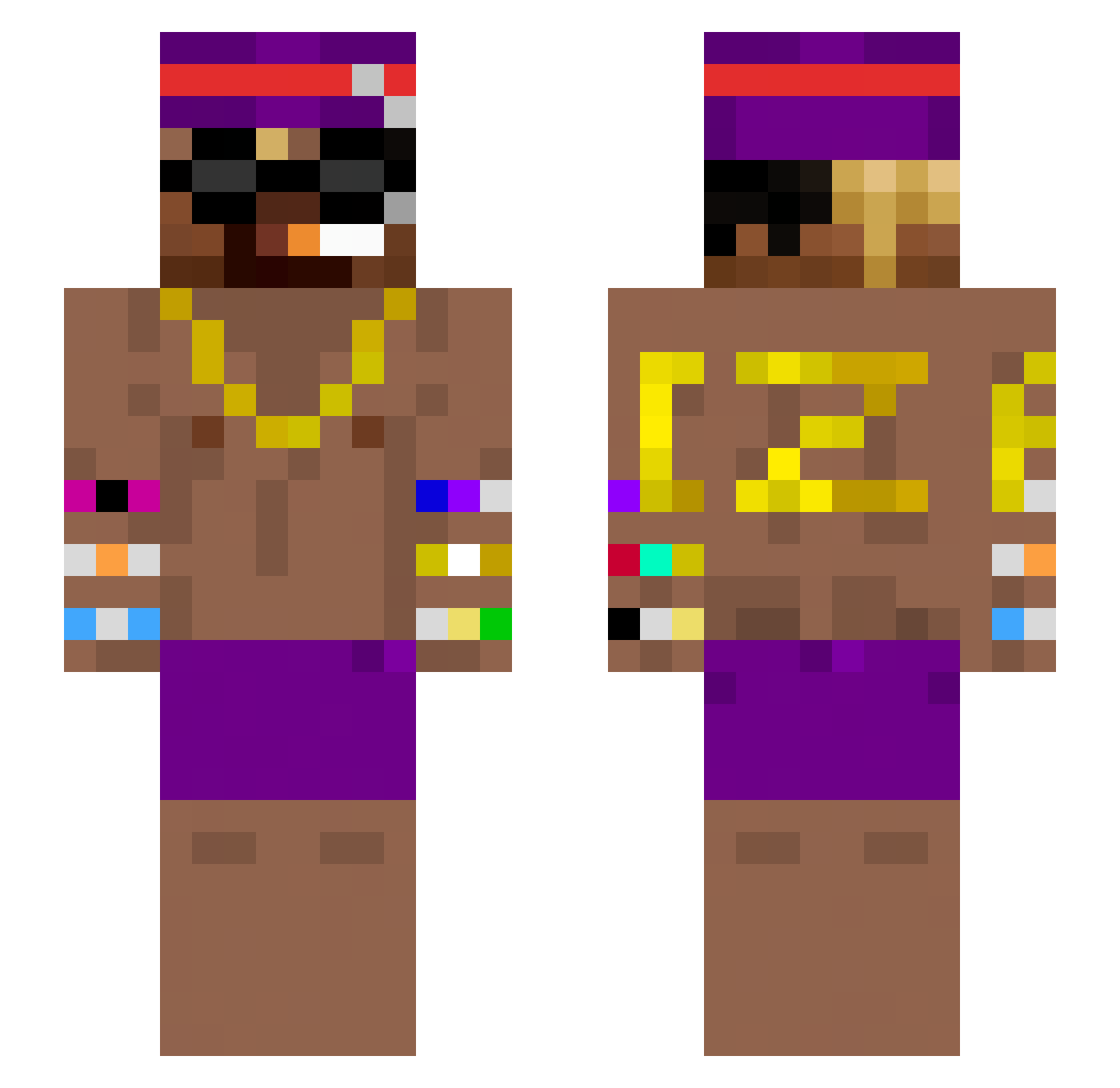 YeahGL0 Minecraft skin, front and back view