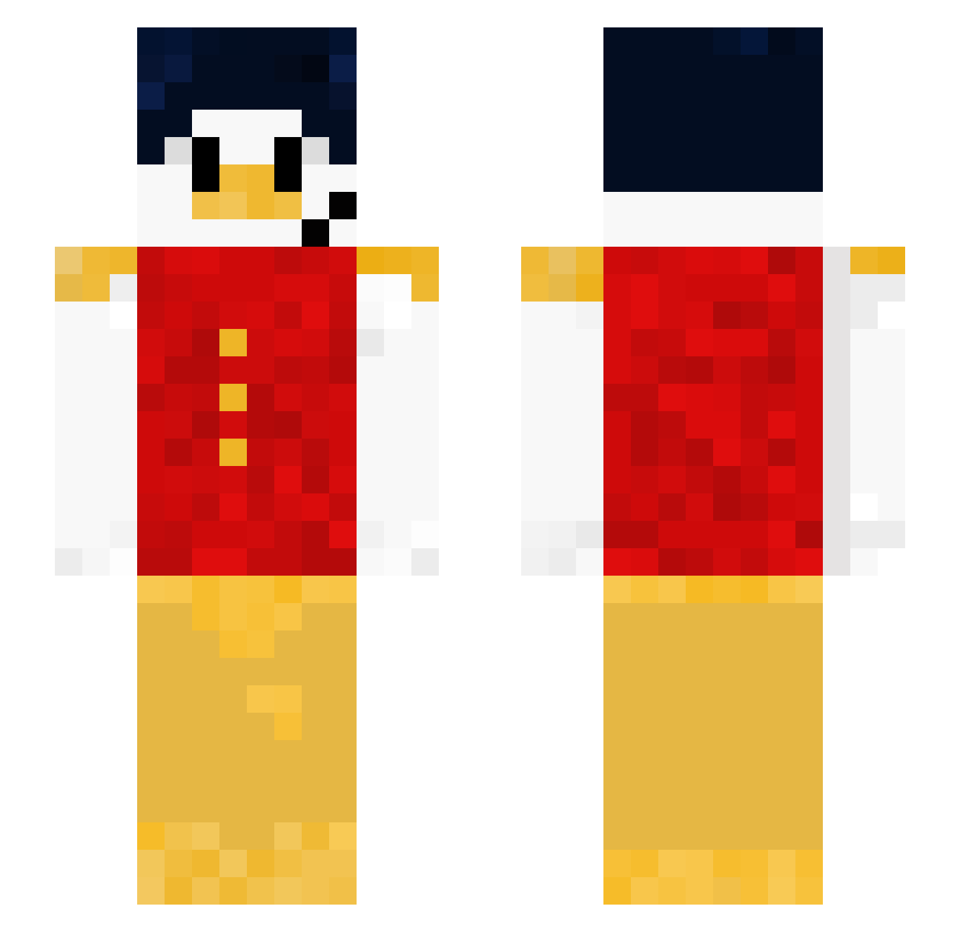 griiing Minecraft skin, front and back view