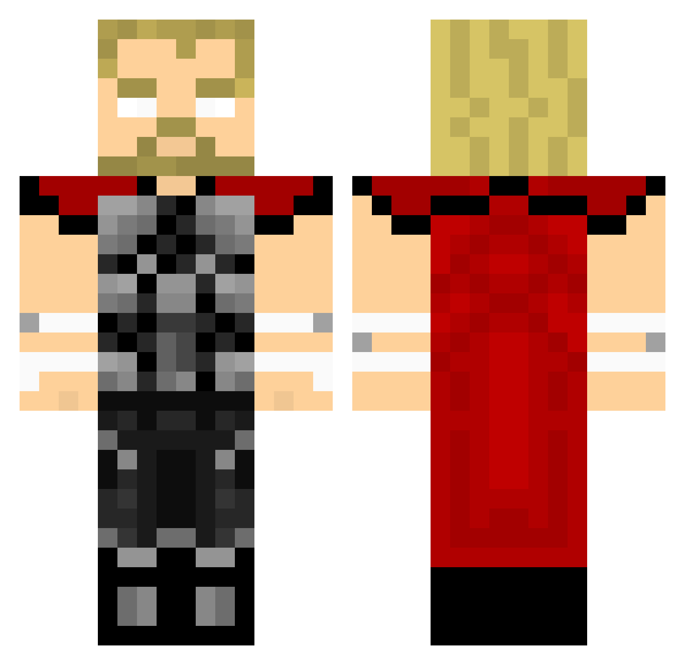 Intubated Minecraft skin, front and back view