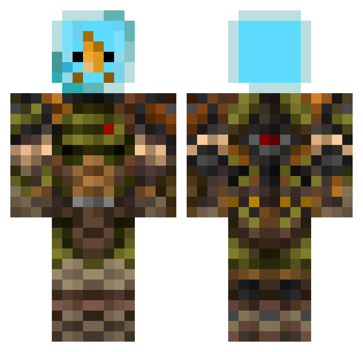 Stickyfishies Minecraft skin, front and back view