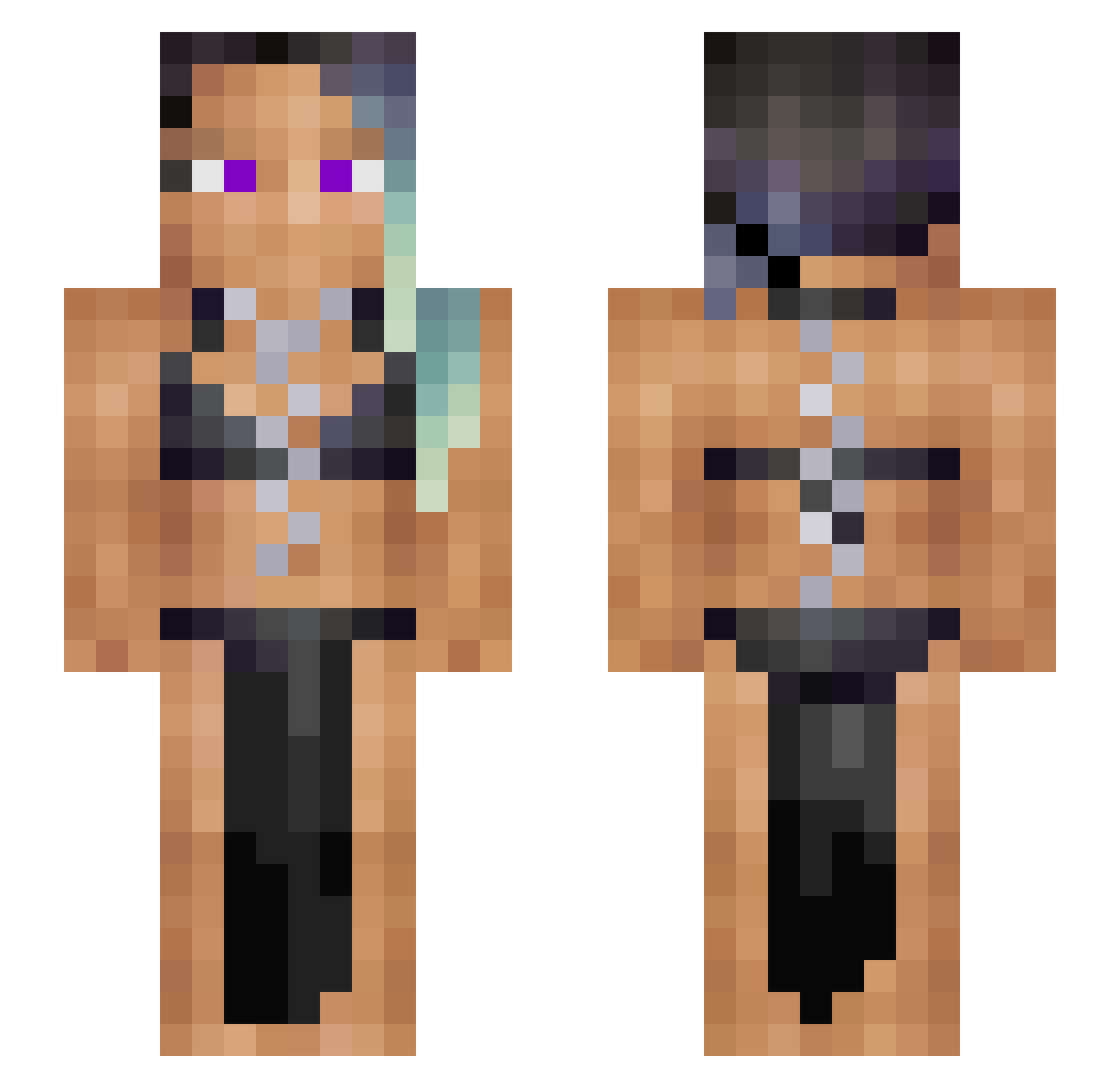 Vexania Minecraft skin, front and back view