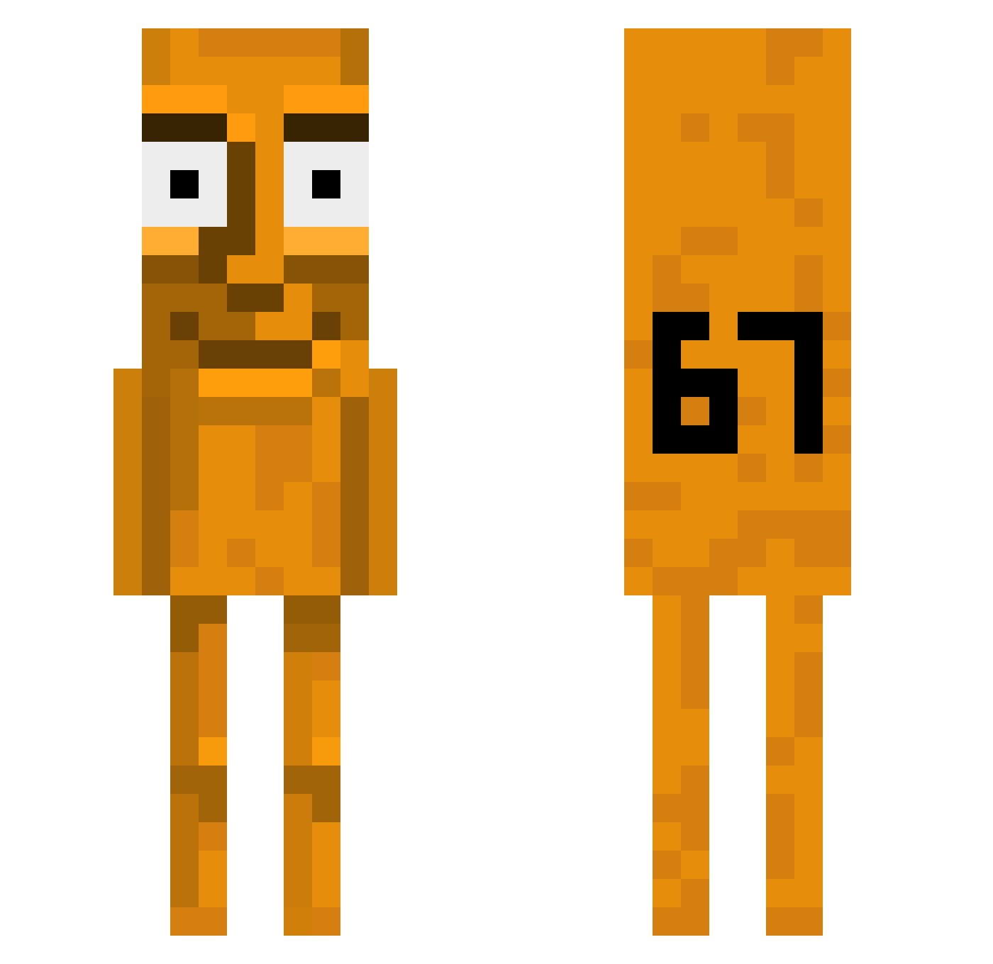 LabubuWasTaken Minecraft skin, front and back view