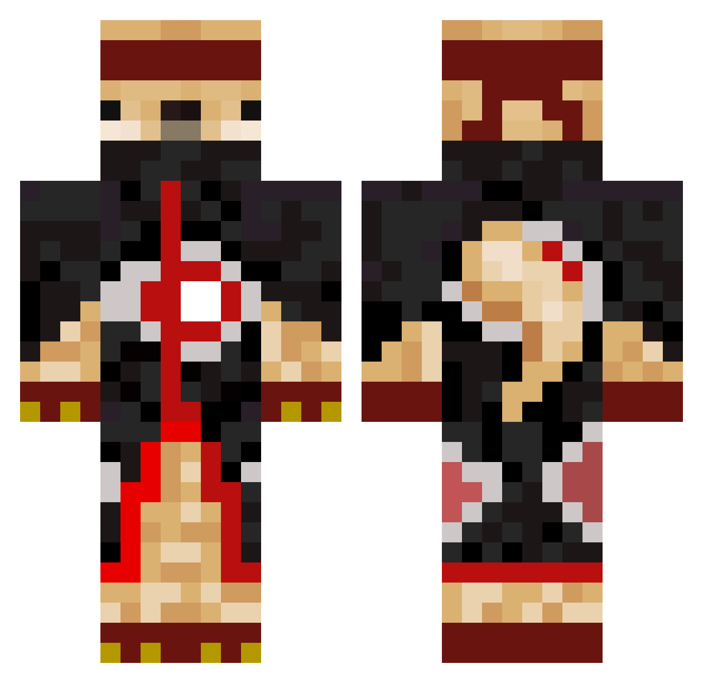 ZobZob7 Minecraft skin, front and back view