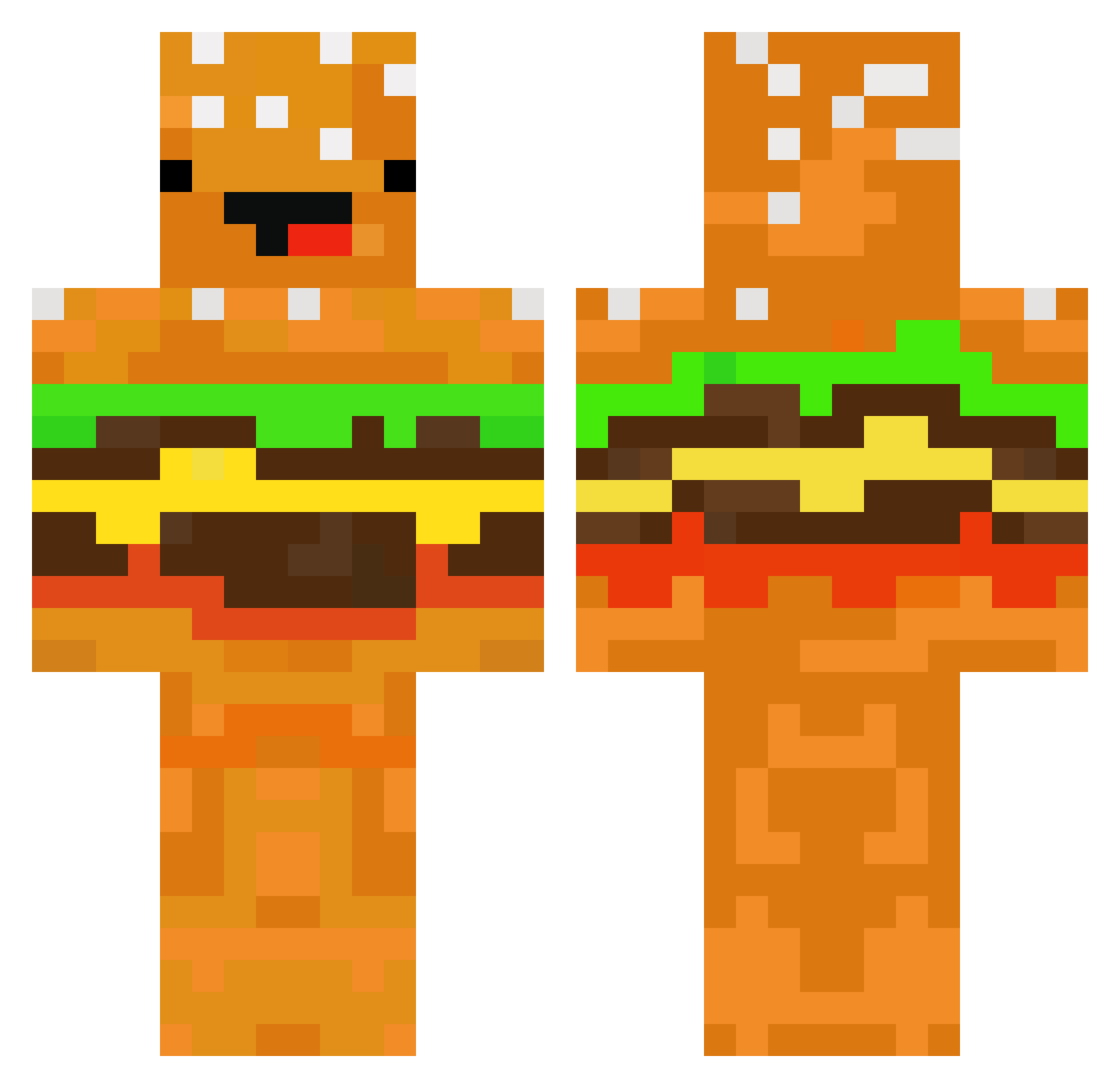 BURGER_BLOCK Minecraft skin, front and back view