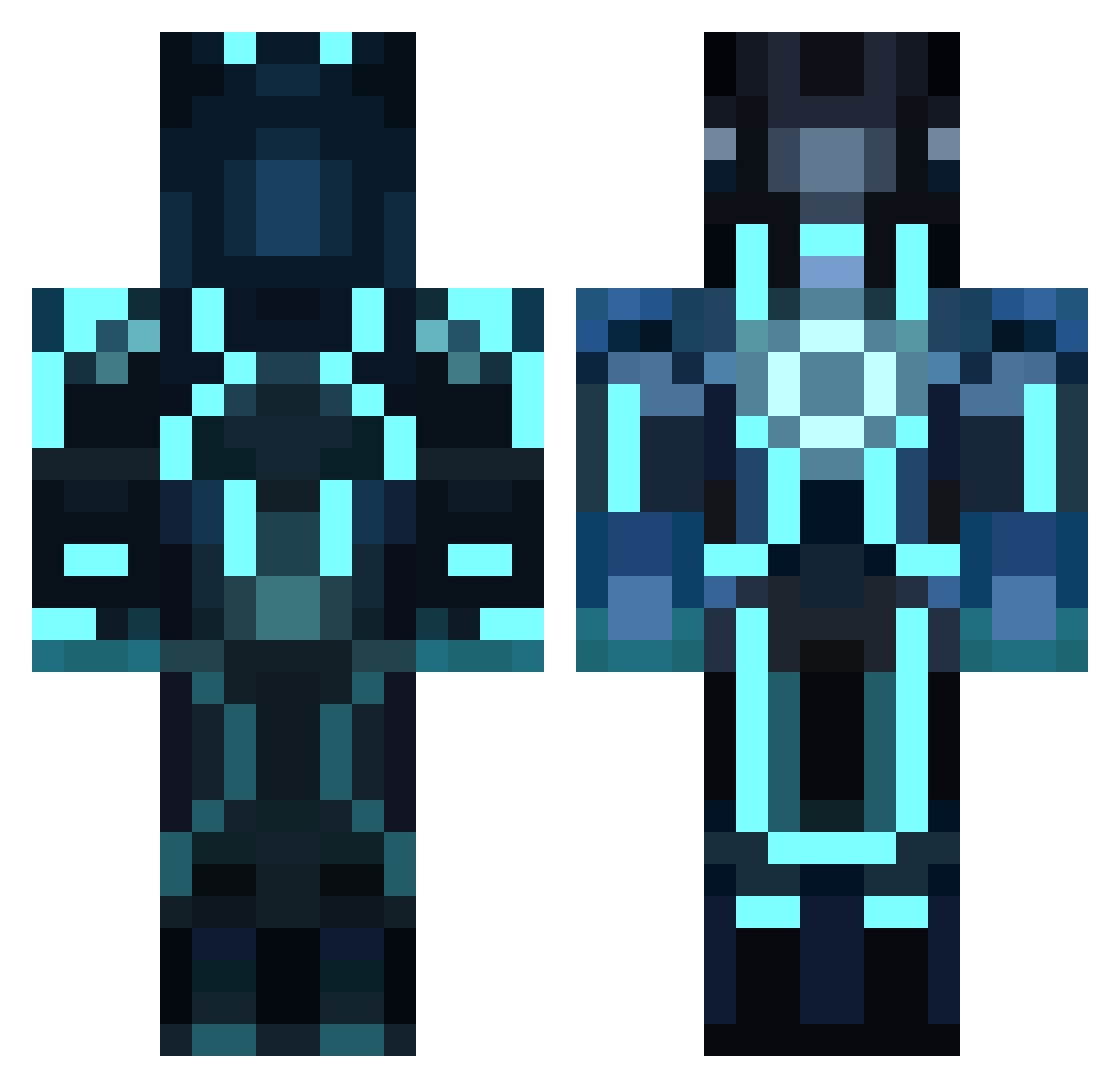Heshex Minecraft skin, front and back view