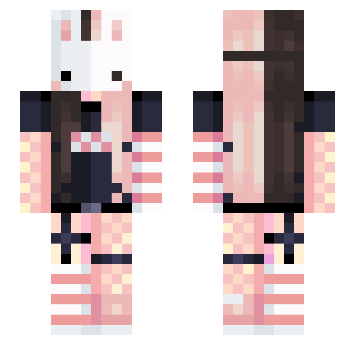 MaggieEdits Minecraft skin, front and back view