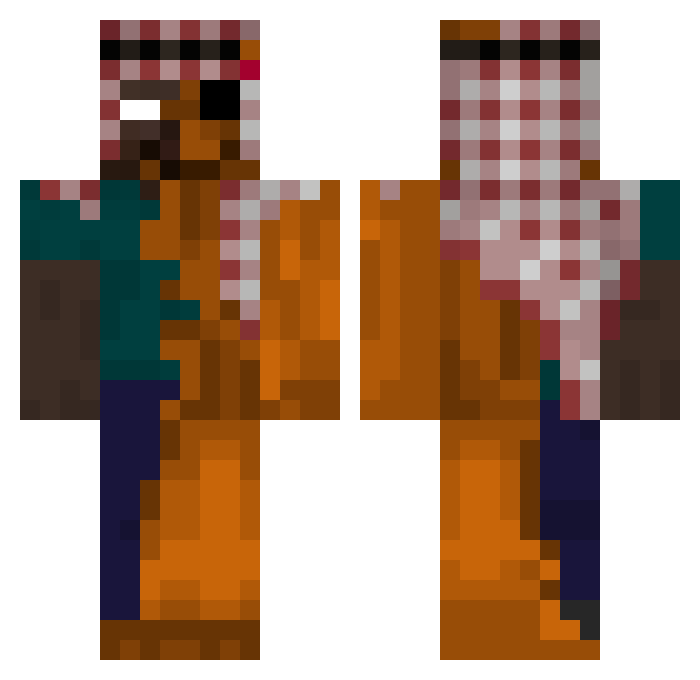Adasio013 Minecraft skin, front and back view