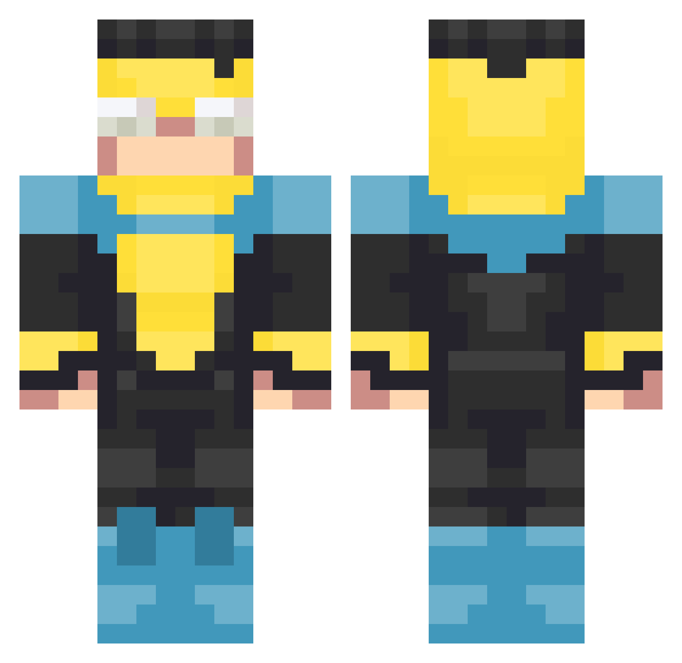 jakobRizz Minecraft skin, front and back view