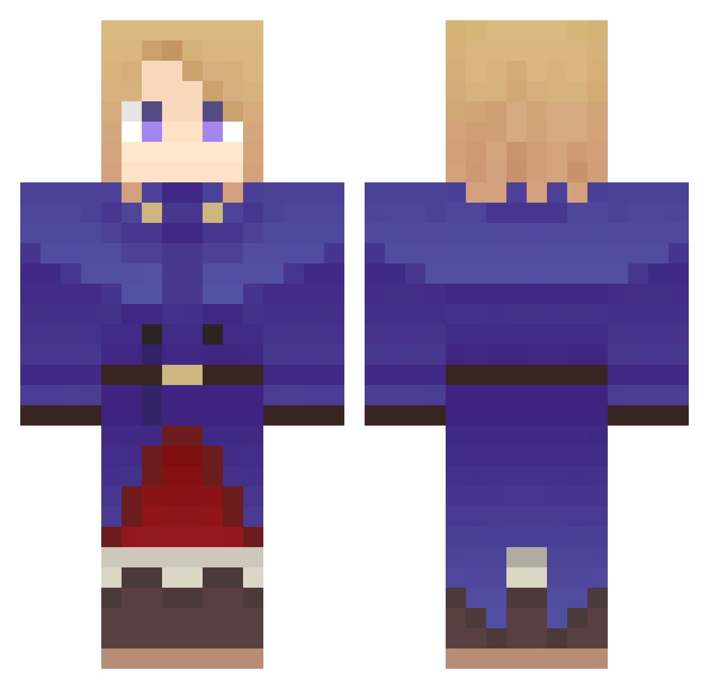 Gilbert Minecraft skin, front and back view