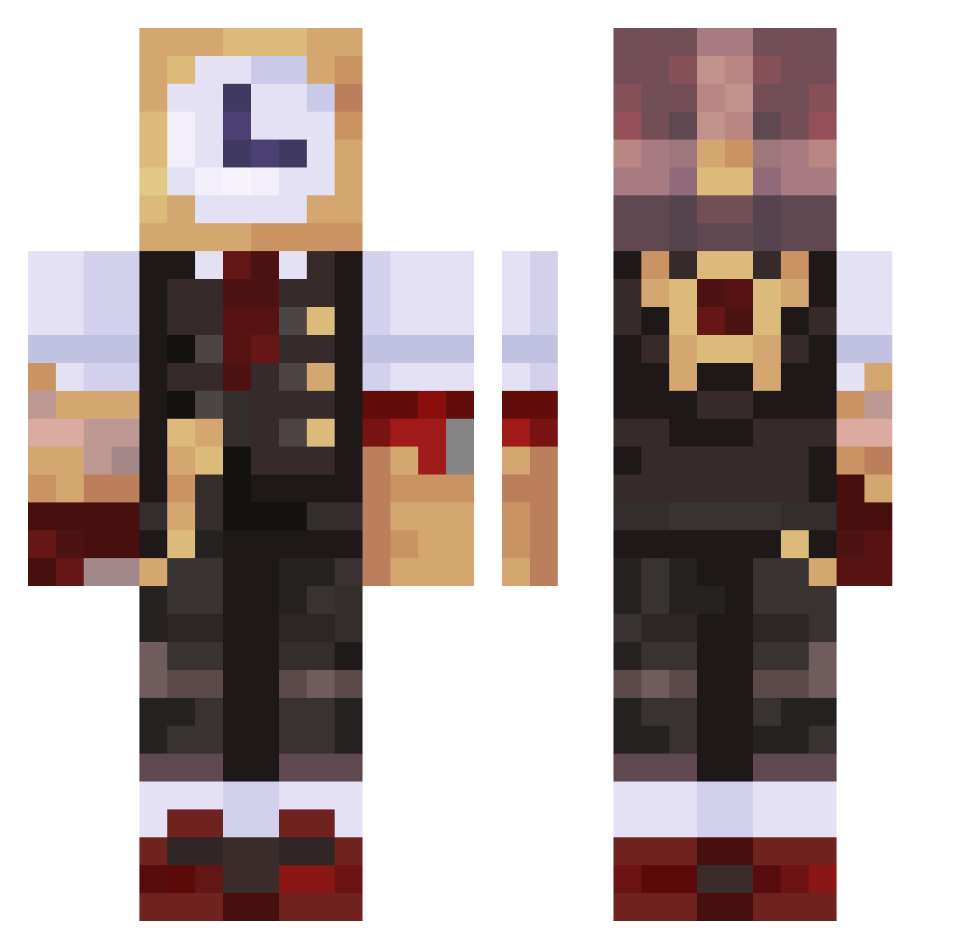 Jack19888 Minecraft skin, front and back view