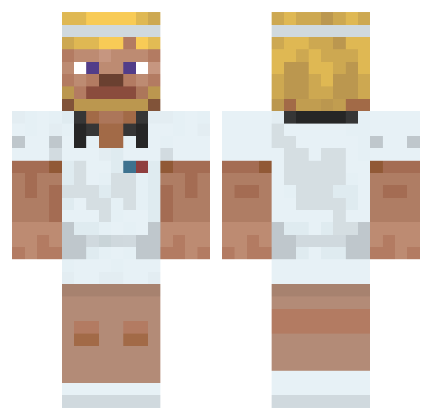 Mammilliform Minecraft skin, front and back view