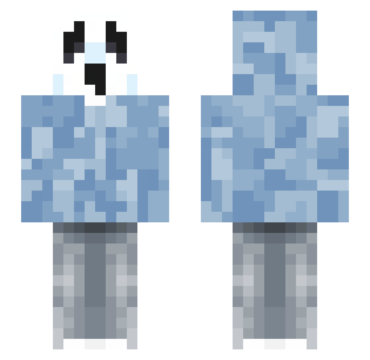 Gh005T_ Minecraft skin, front and back view