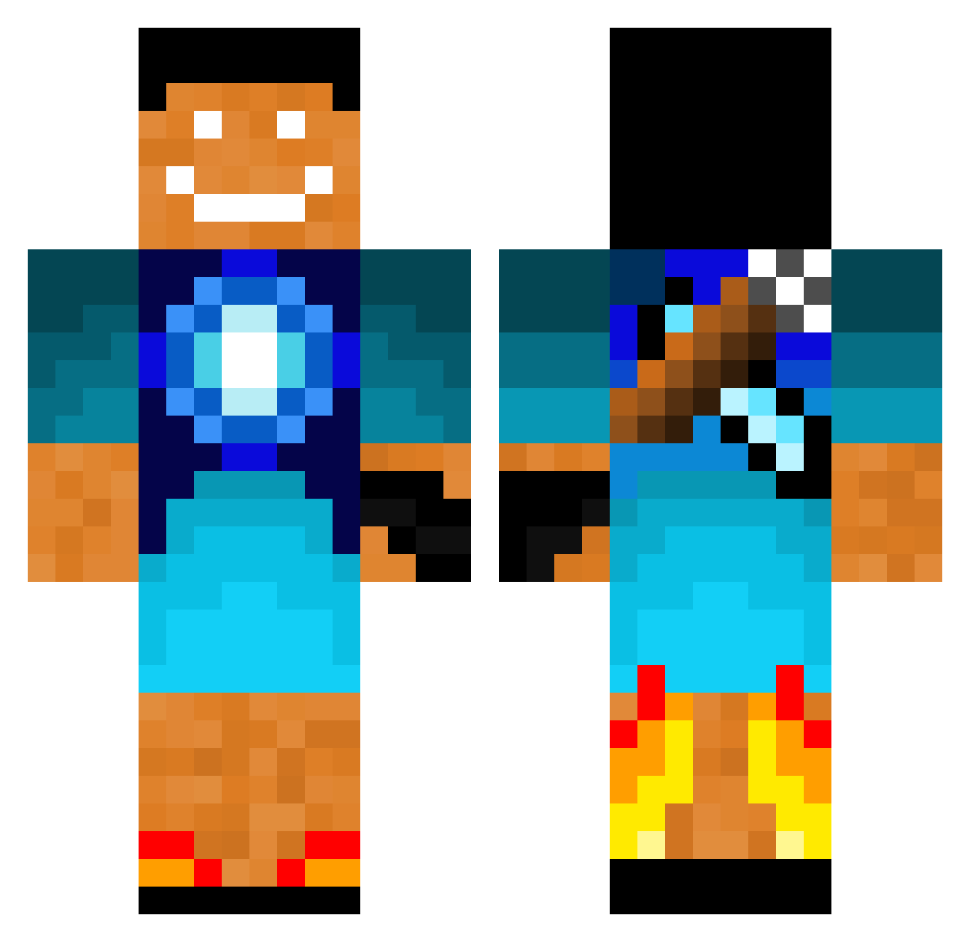 RGBill Minecraft skin, front and back view
