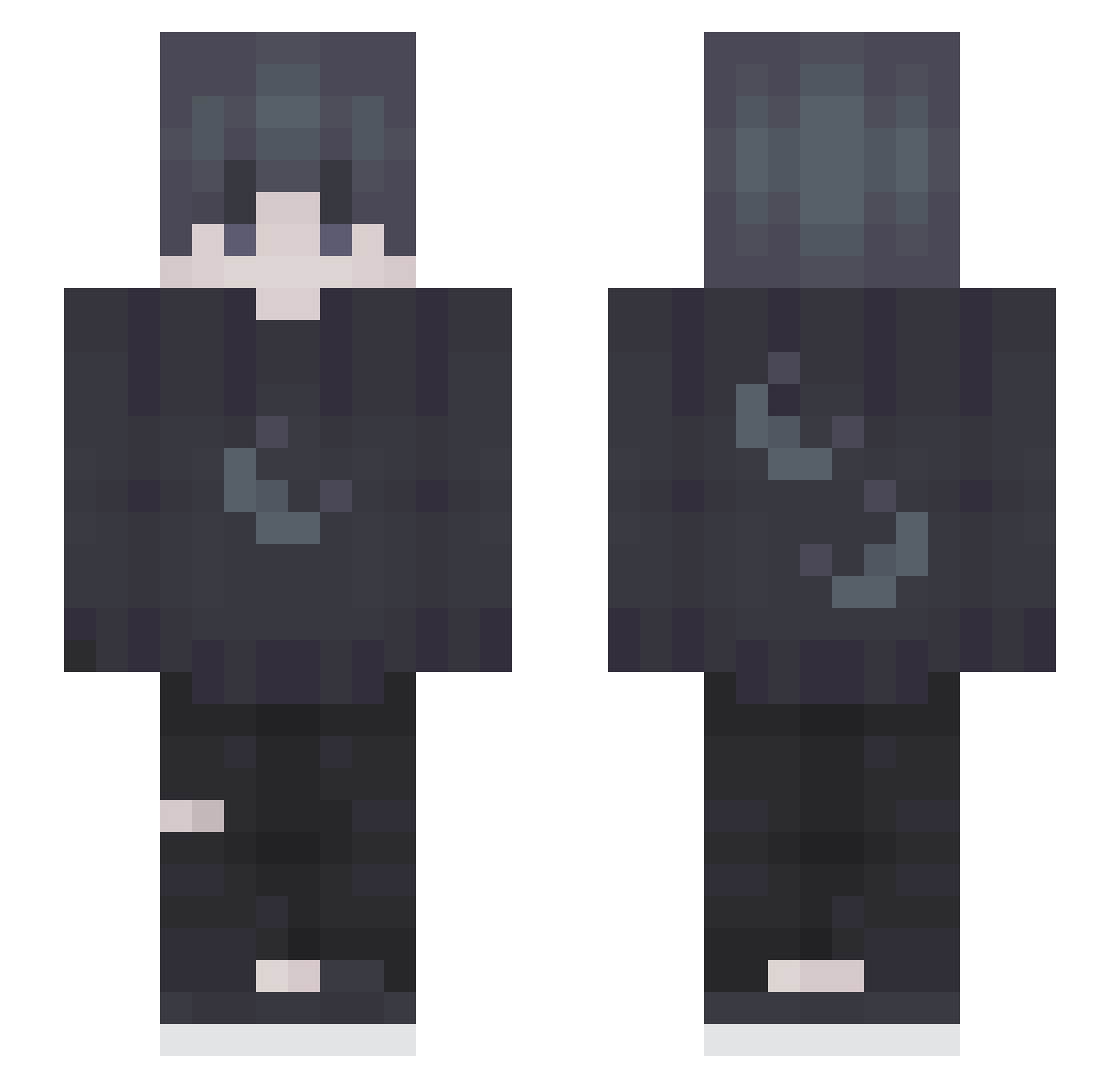 SamHellbent Minecraft skin, front and back view