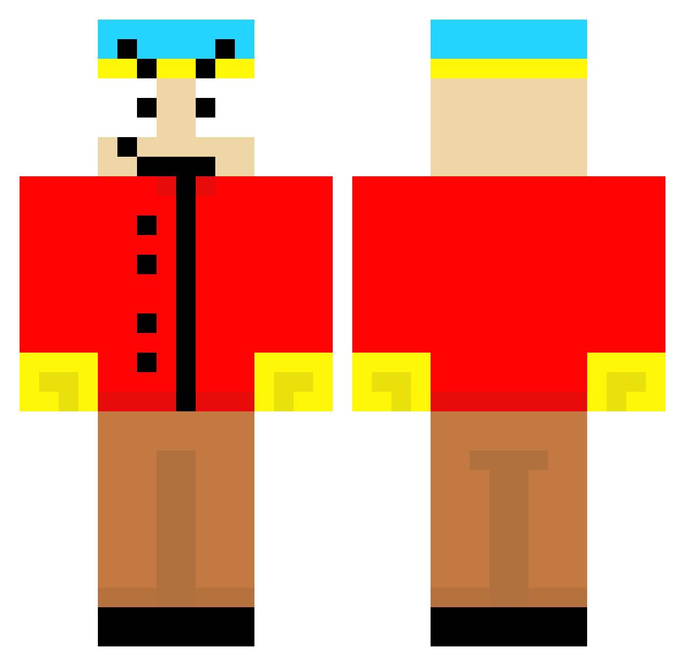 AcidPompano98 Minecraft skin, front and back view