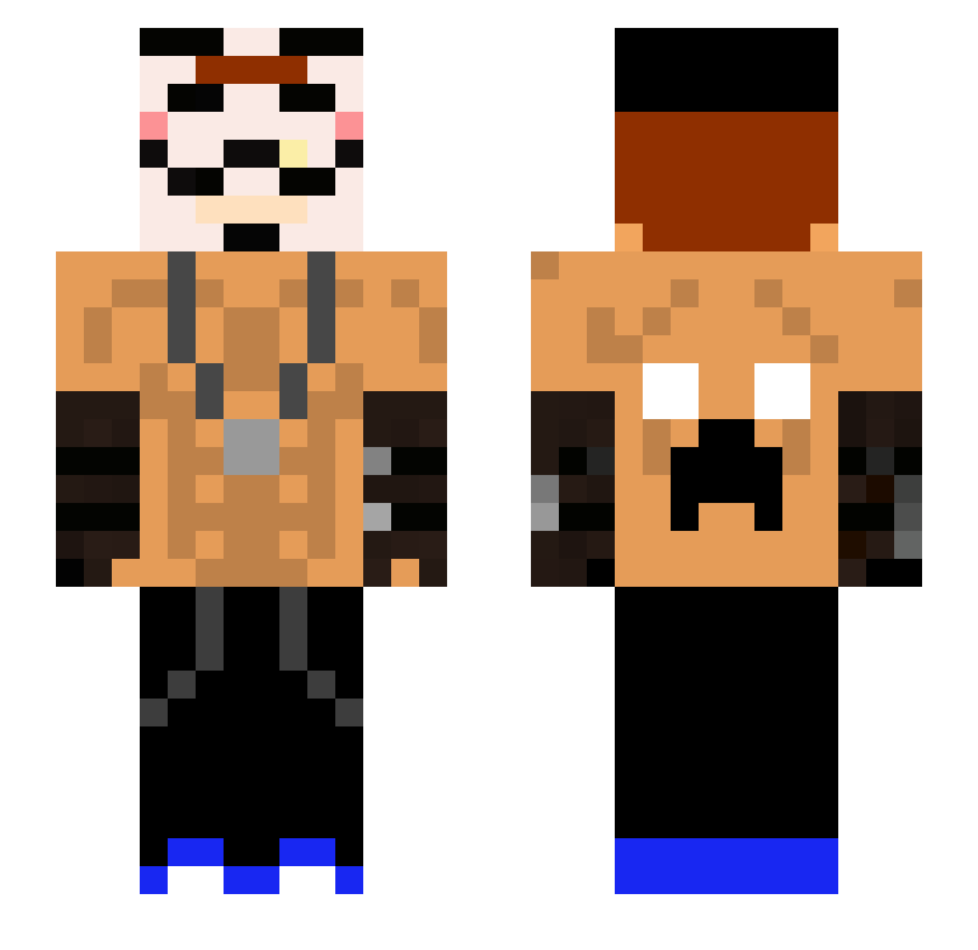 EnderRizzler Minecraft skin, front and back view