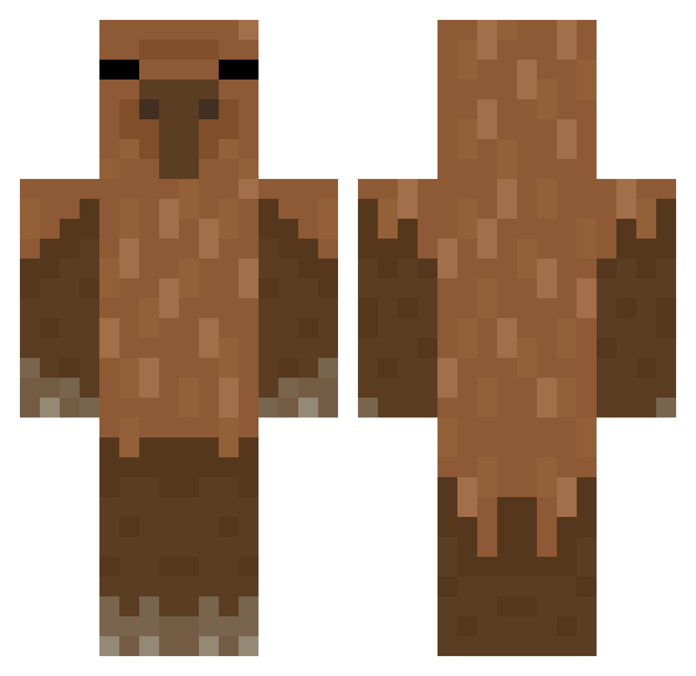 buttonphobia Minecraft skin, front and back view