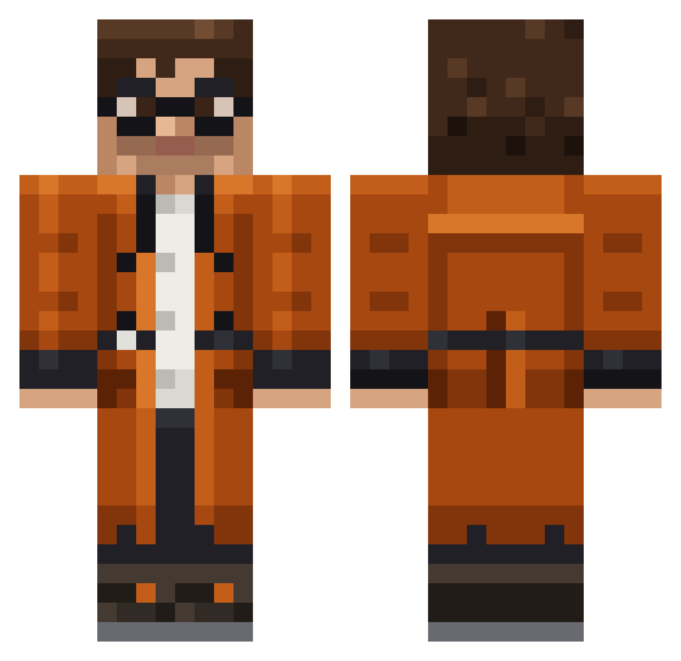 NexusGus Minecraft skin, front and back view