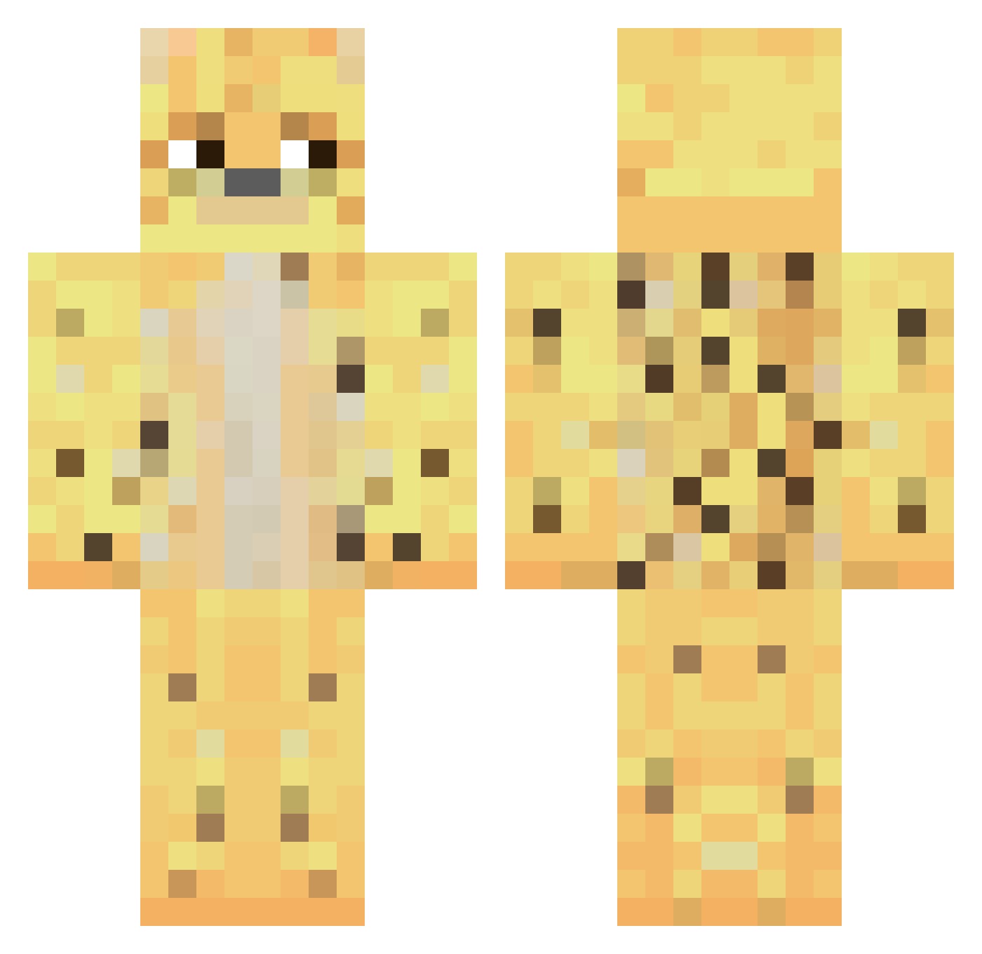 cheet Minecraft skin, front and back view