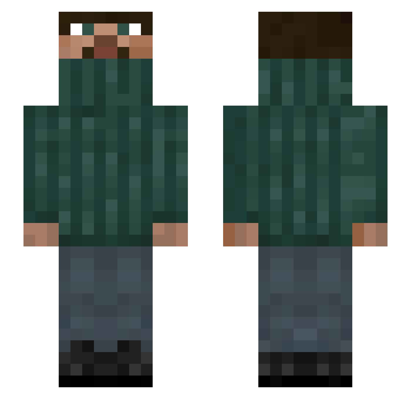 Nutellomane7894 Minecraft skin, front and back view