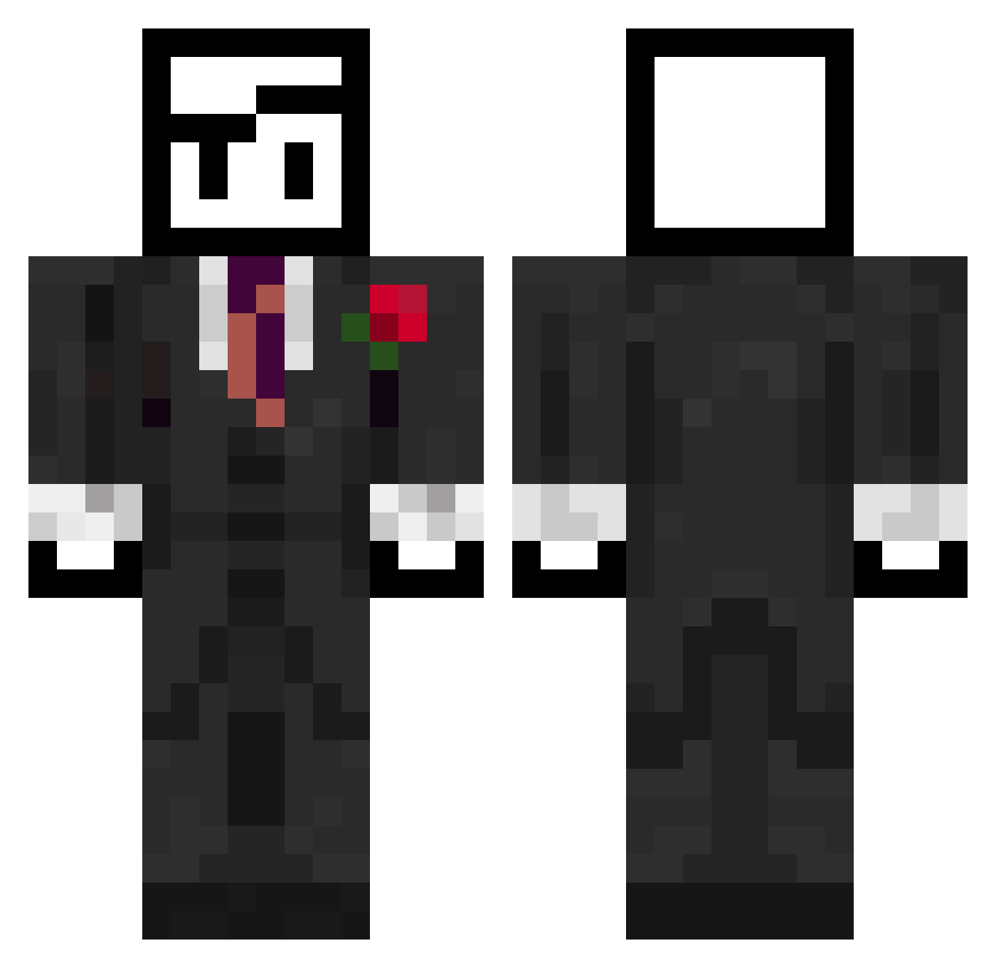 CakeQuester Minecraft skin, front and back view