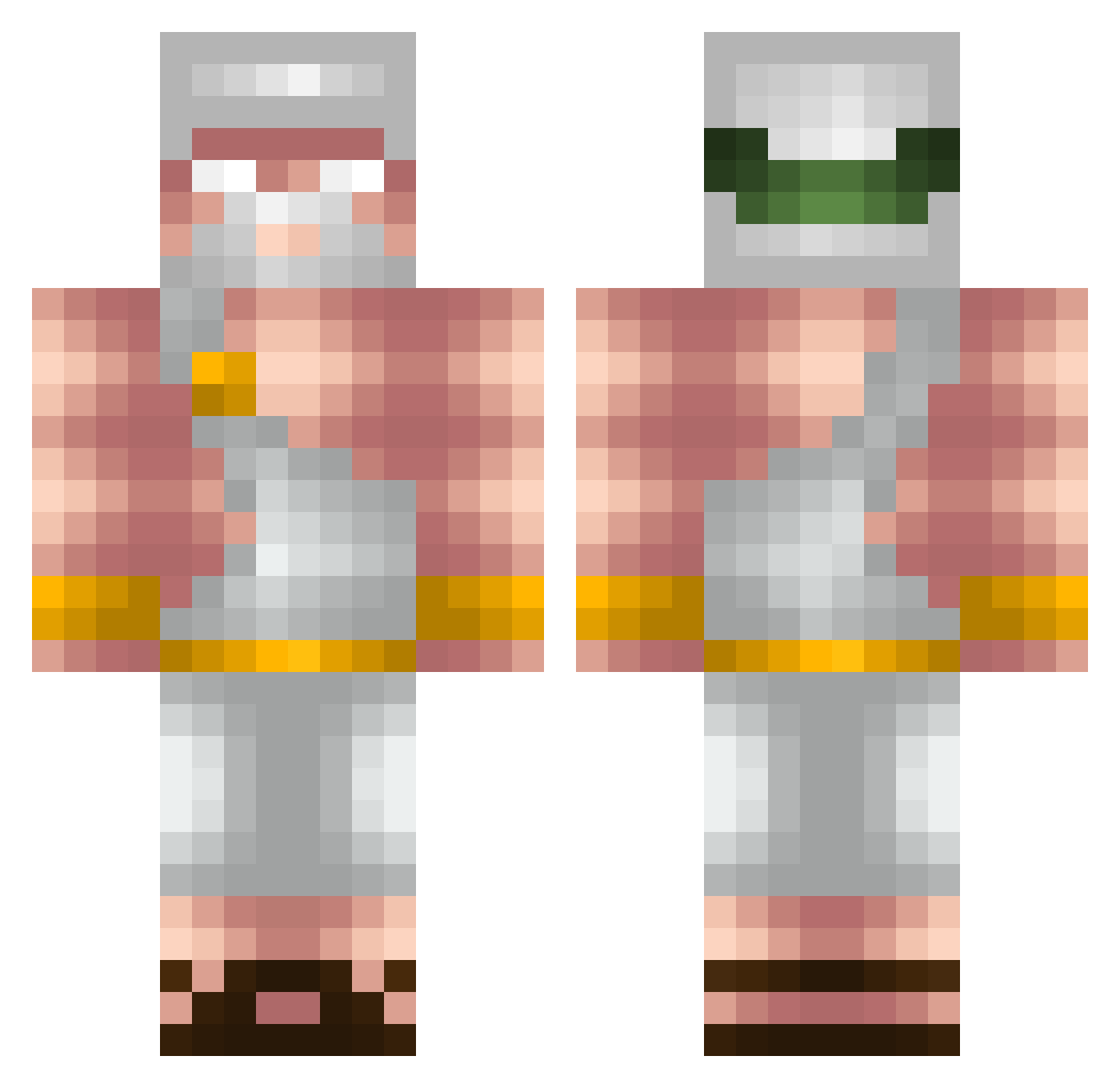 FunkyNiqga Minecraft skin, front and back view