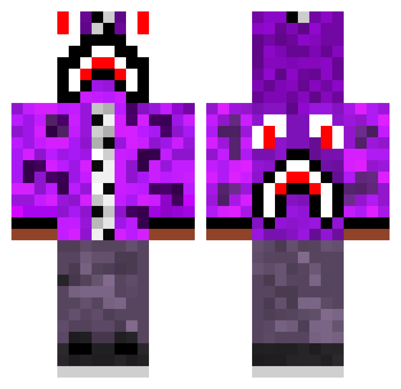 Auburns Minecraft skin, front and back view