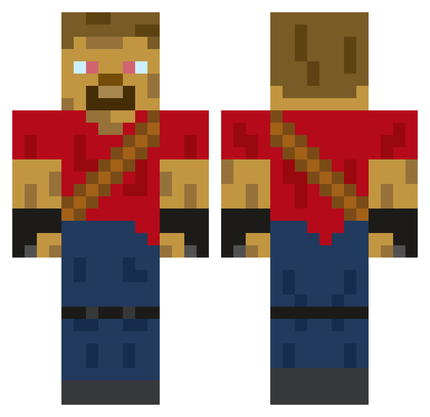 Bouleversement Minecraft skin, front and back view