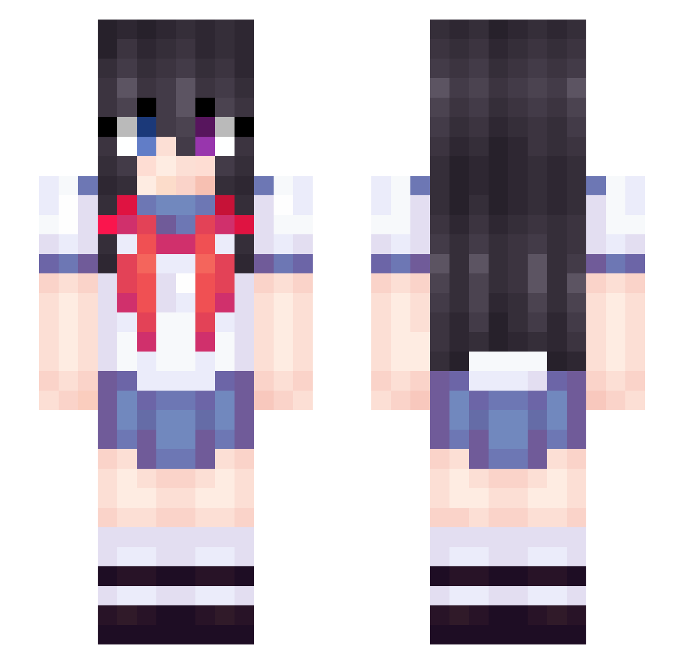 oYorukao Minecraft skin, front and back view