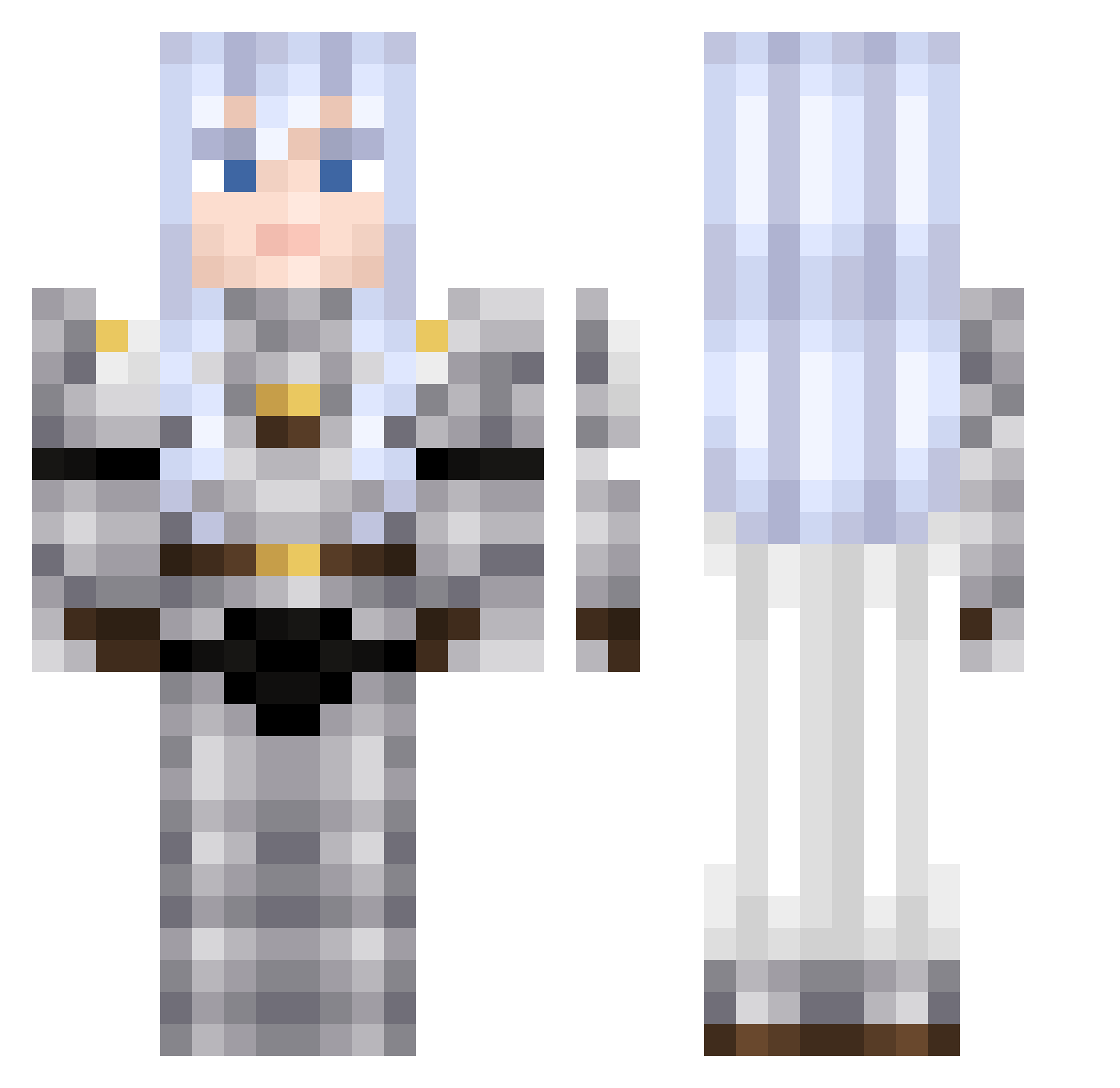 Reqikz Minecraft skin, front and back view