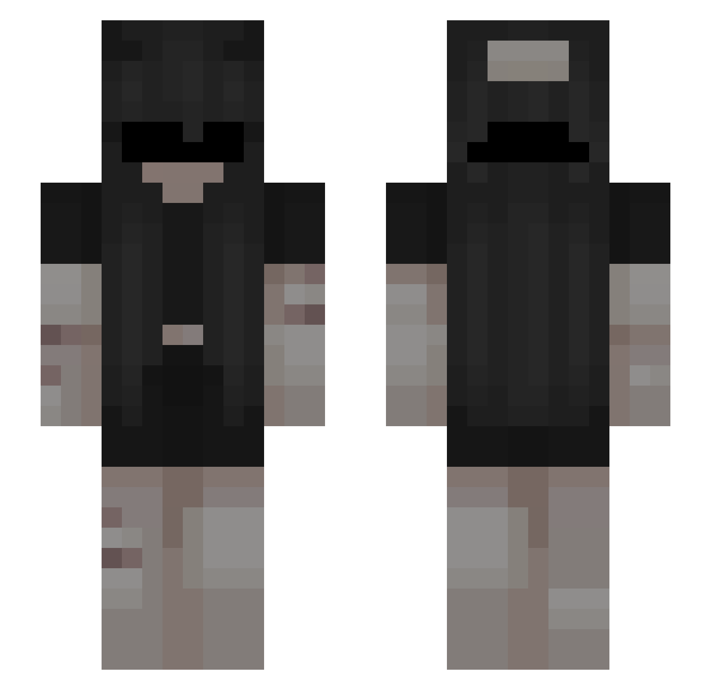 NitroxXD Minecraft skin, front and back view