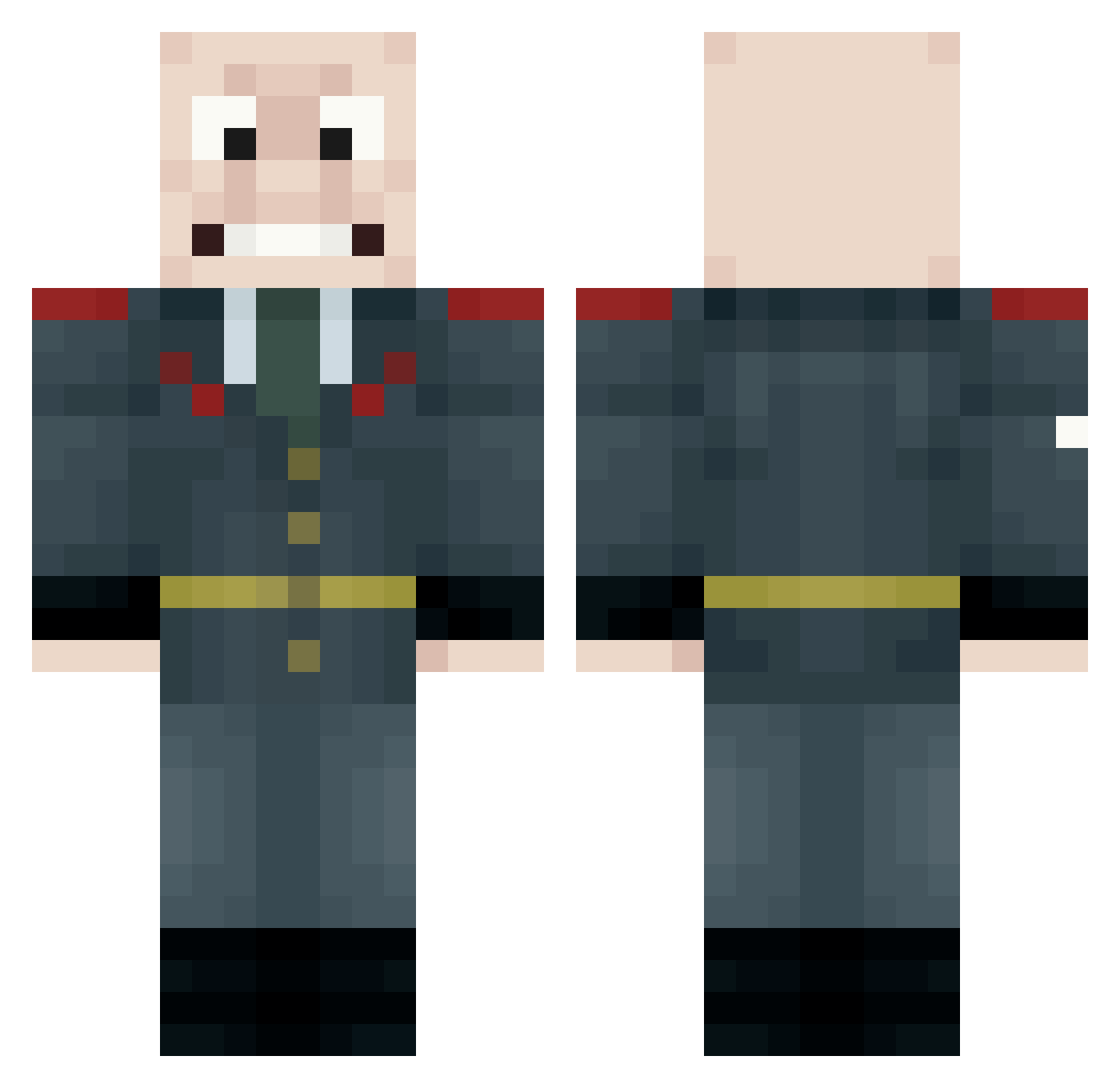 Sinclown Minecraft skin, front and back view