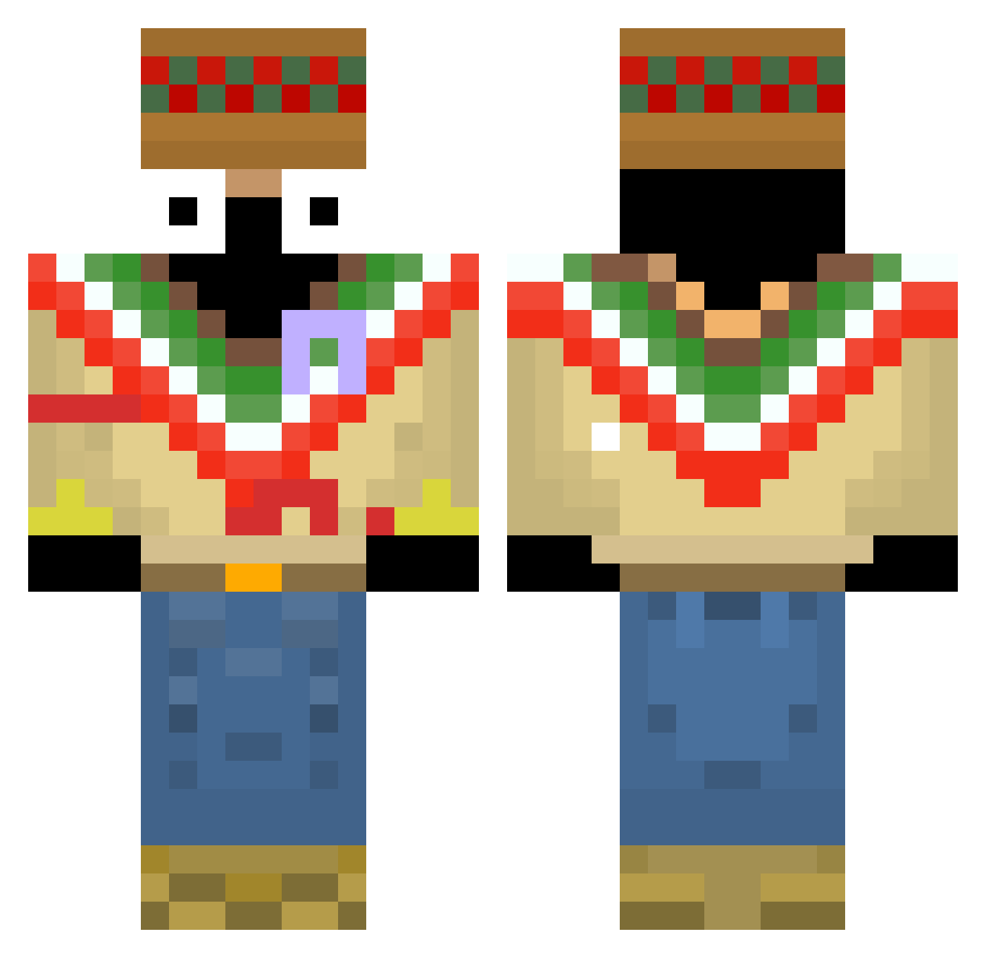 WhyM4D Minecraft skin, front and back view
