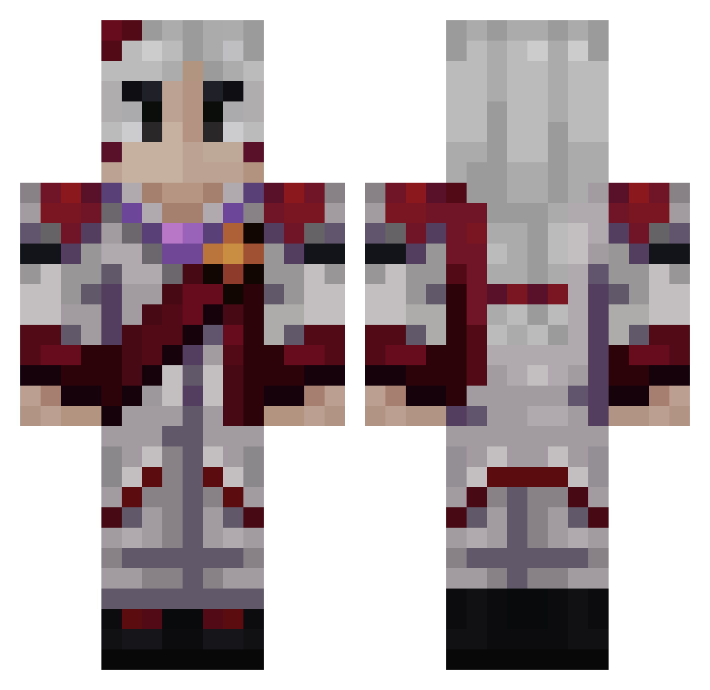 Dimonpak Minecraft skin, front and back view