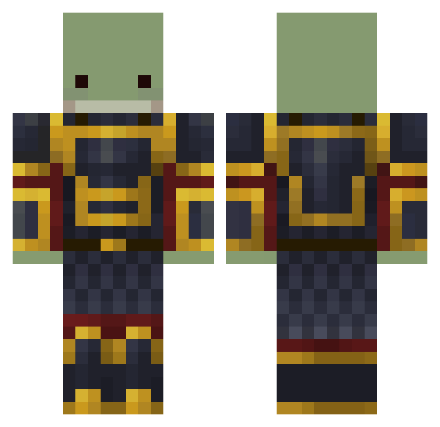 Faundr Minecraft skin, front and back view