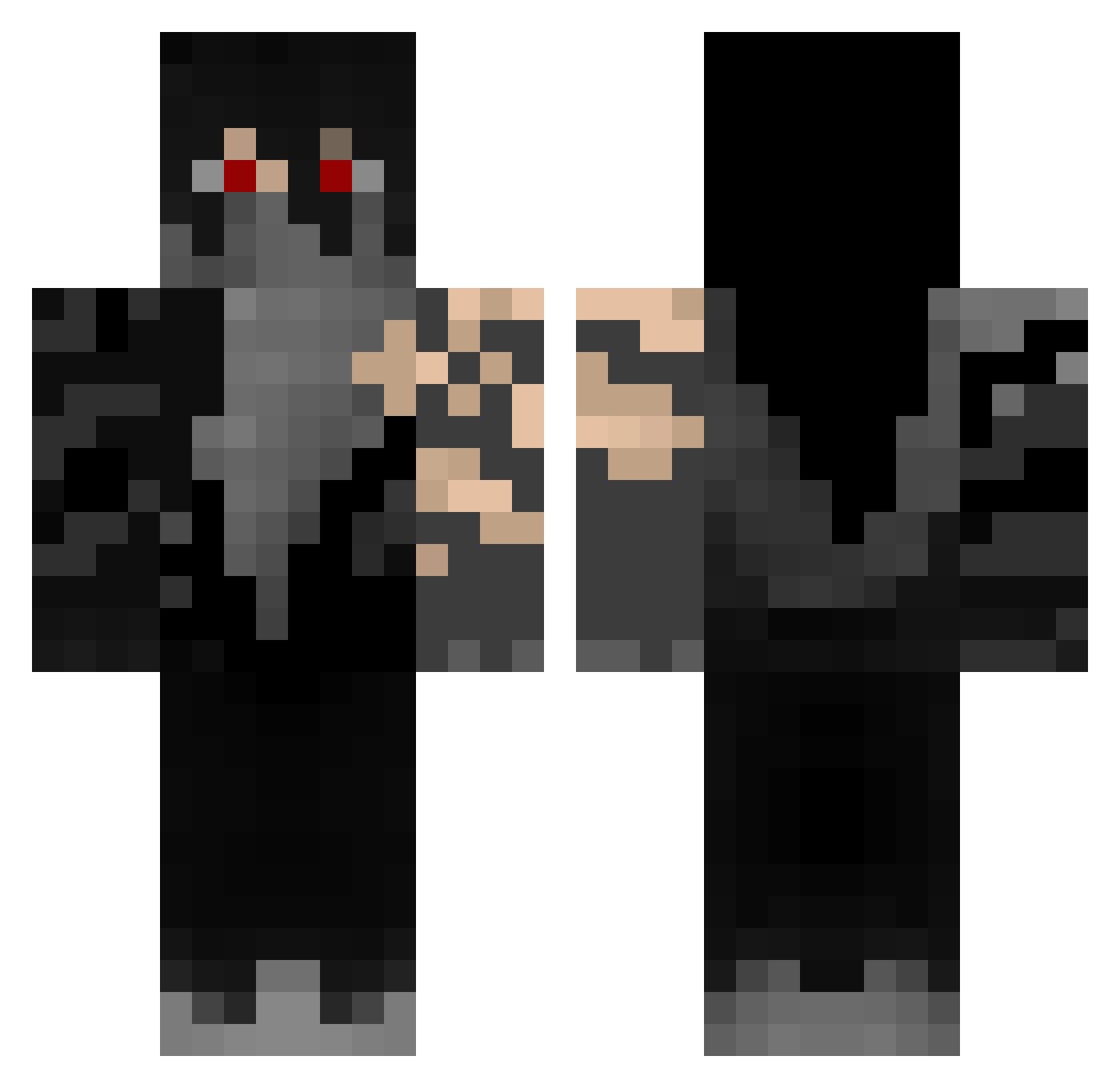 PurpleHD Minecraft skin, front and back view