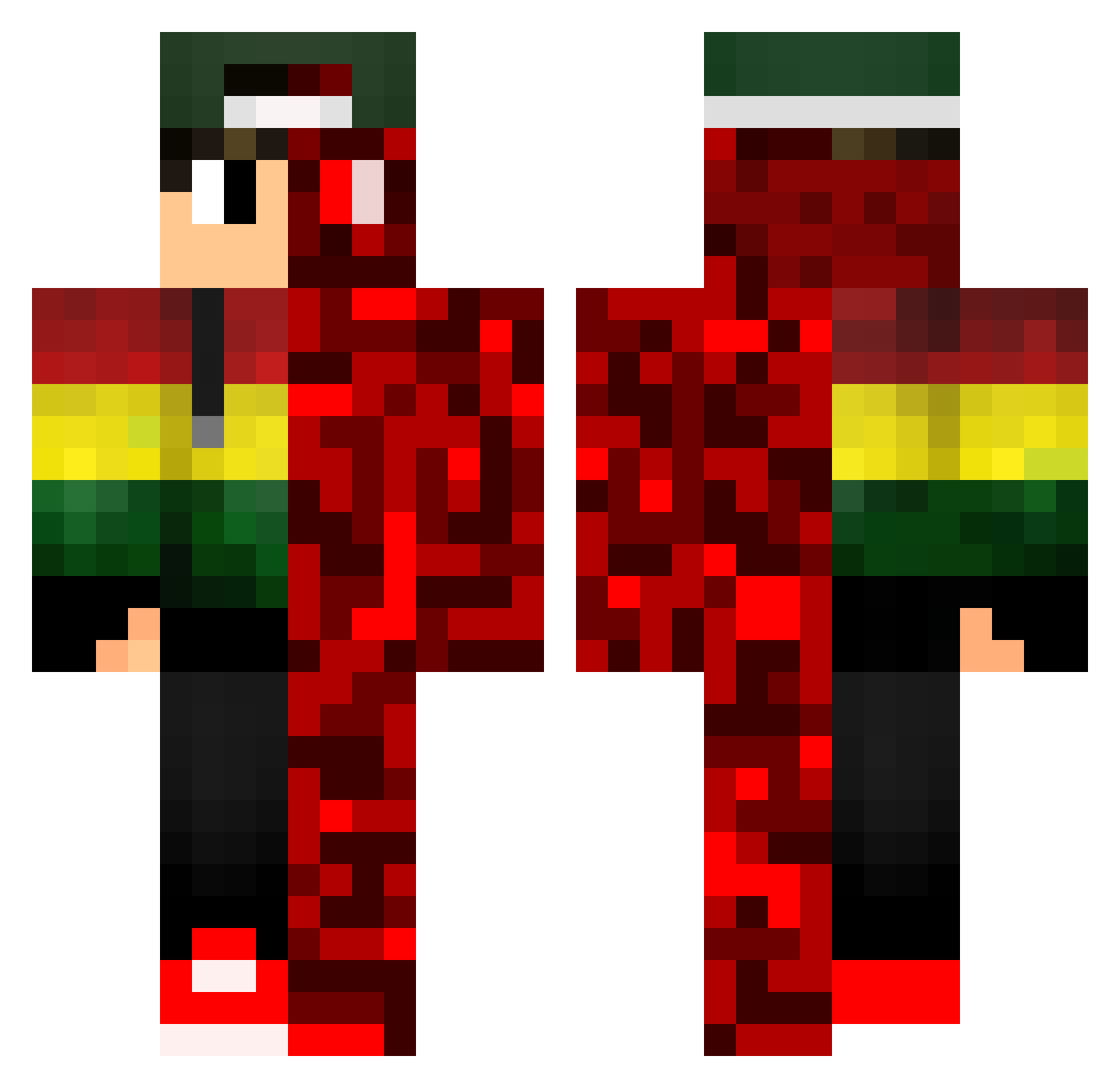 NuClearY Minecraft skin, front and back view