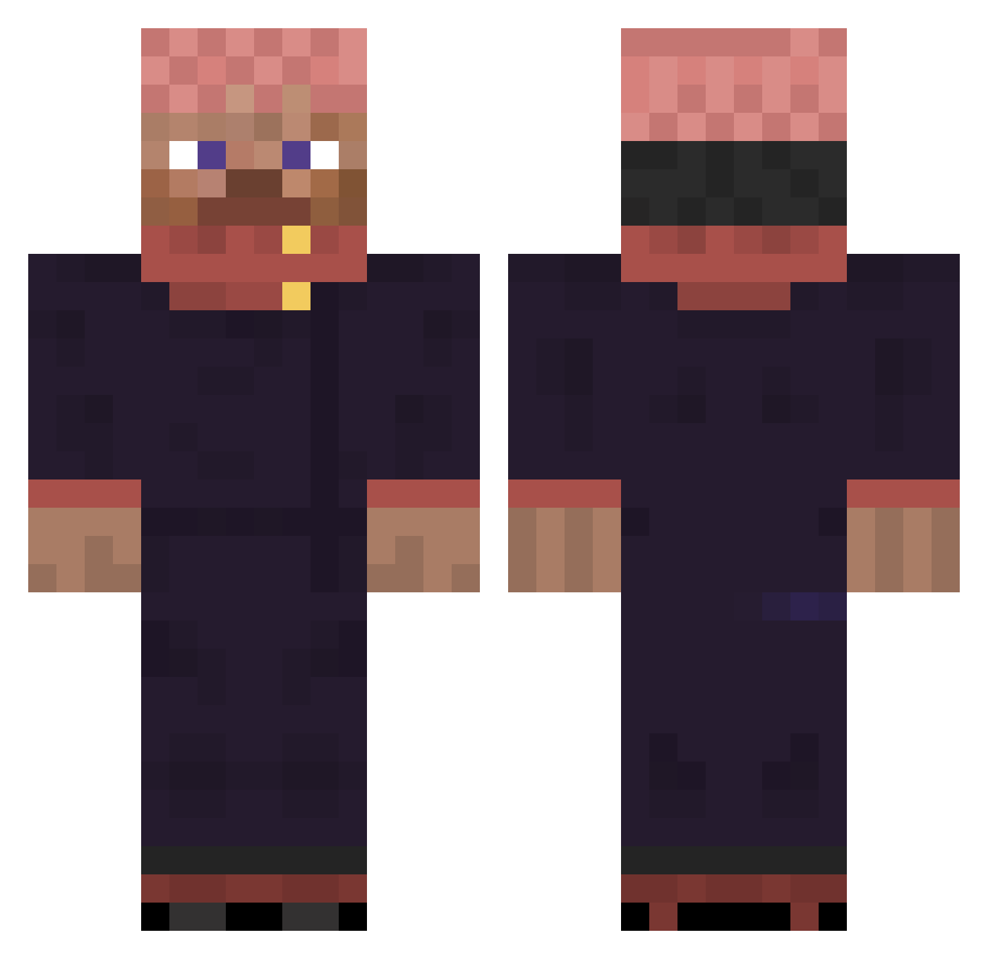 Shootout Minecraft skin, front and back view