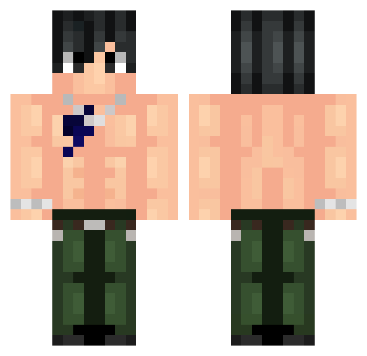 JusMito Minecraft skin, front and back view