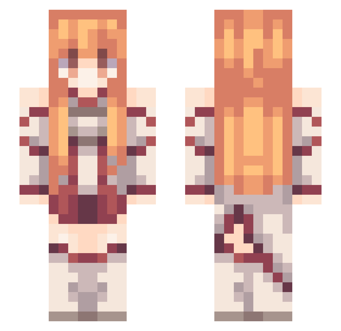 Goluptious Minecraft skin, front and back view