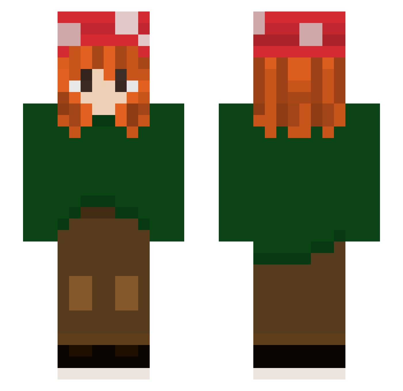 unadorned Minecraft skin, front and back view