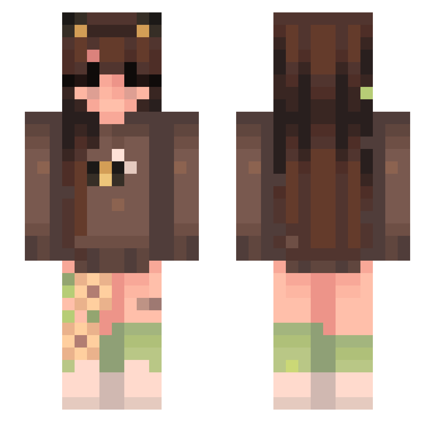 Sno_itzy Minecraft skin, front and back view